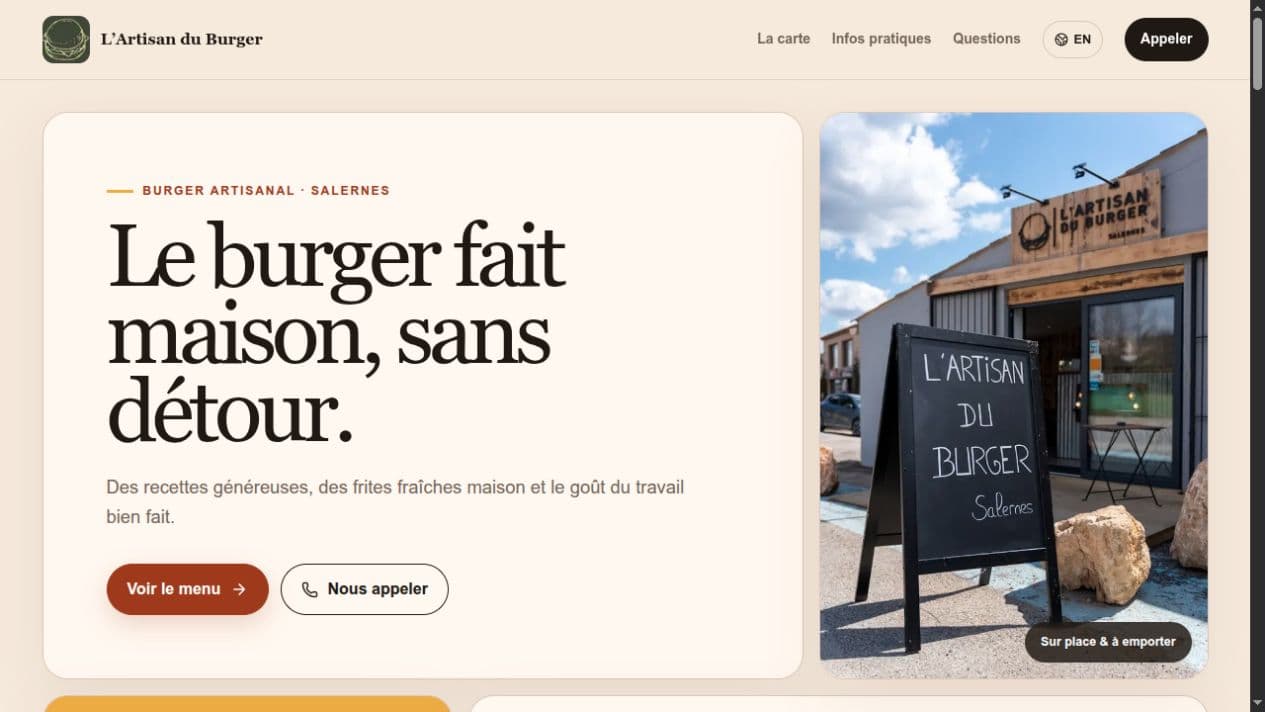 L’Artisan du Burger — Restaurant · Burgers artisanaux